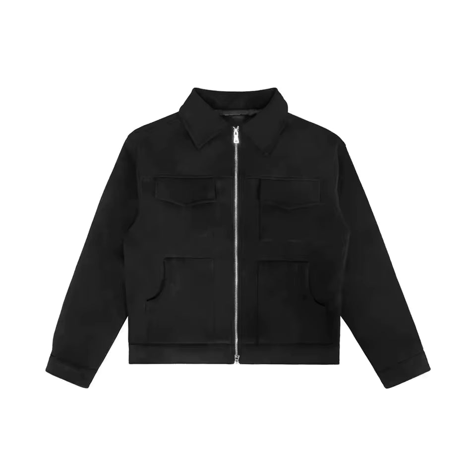 Classic Black Utility Zip Jacket